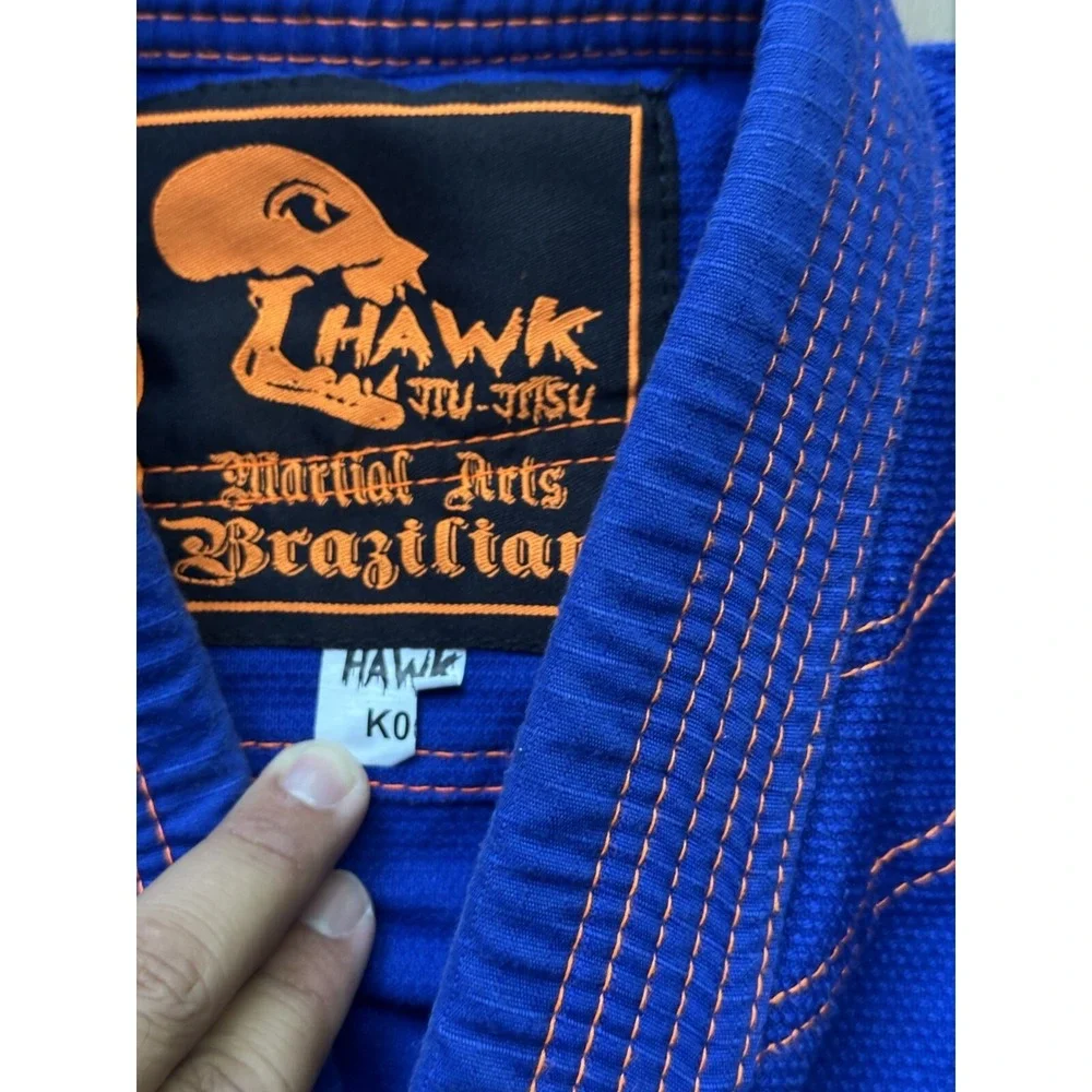 Hawk Jiu Jitsu Kids Lightweight Gi K0 Blue Orange Stitch - Top Only No Belt